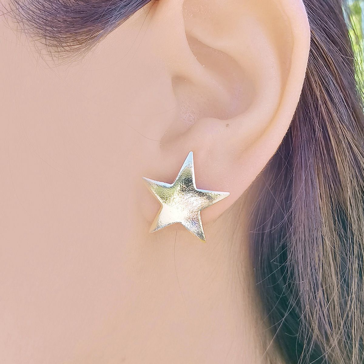 COGGIOLA - Aros Estrella Satinada Grande Enchapado Oro 18K