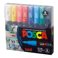 UNI POSCA - Marcadores Posca 1M Set 8 Colores Basicos