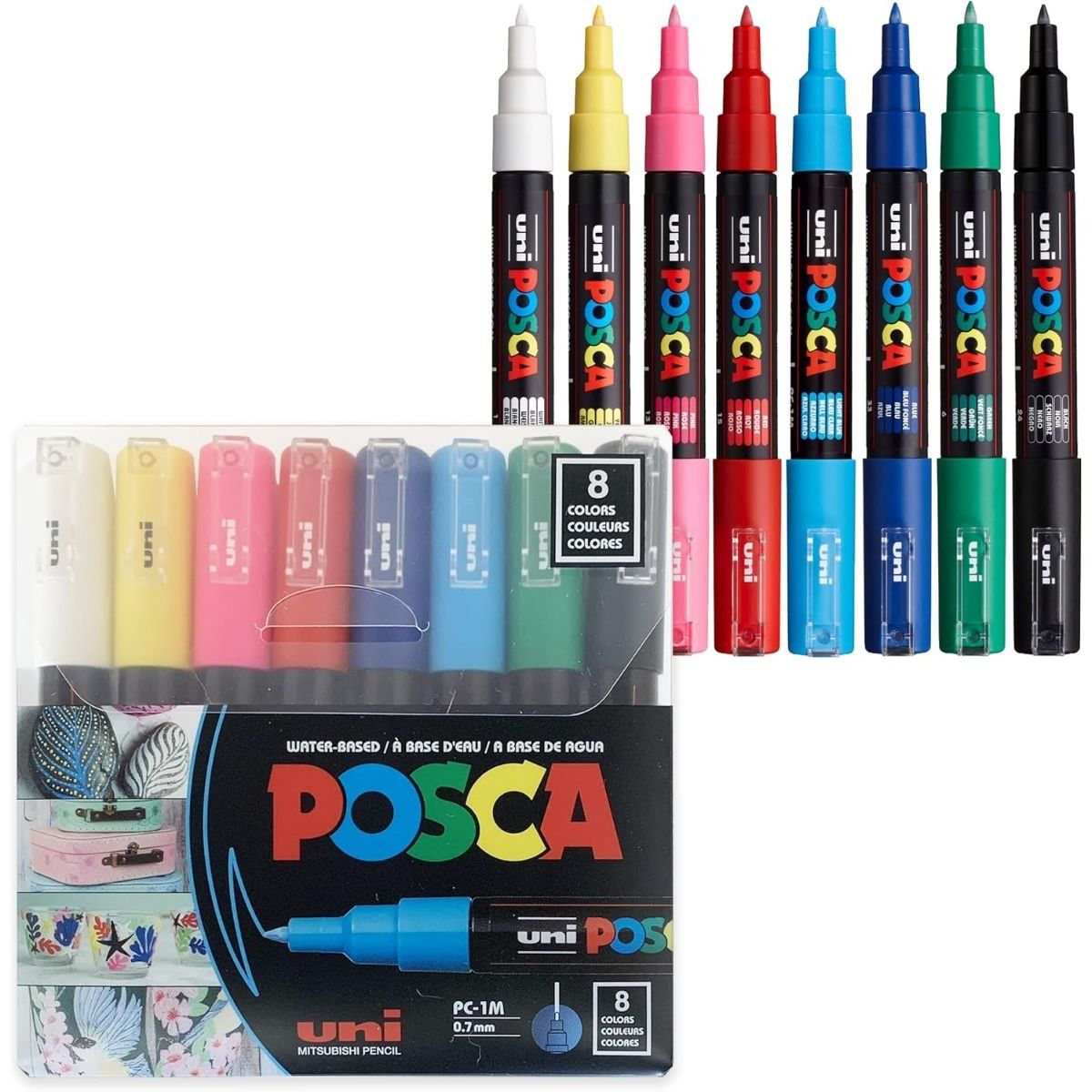 UNI POSCA - Marcadores Posca 1M Set 8 Colores Basicos