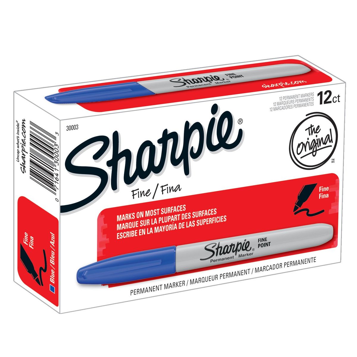 SHARPIE - Marcador Permanente Sharpie Punta Fina x12 Azul