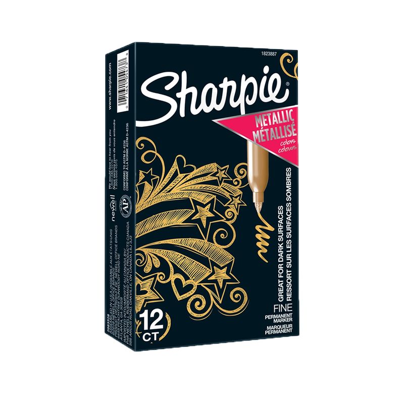SHARPIE - Marcador Sharpie Punta Fina Metálico Oro Set x12