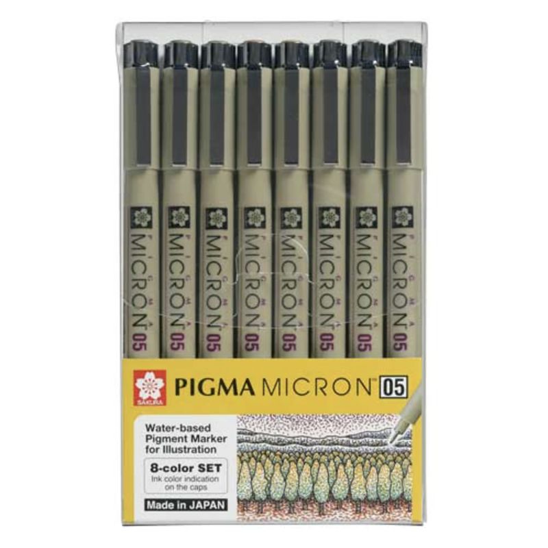SAKURA - Tiralíneas Sakura Pigma Micron 0.5 Set 8 Colores
