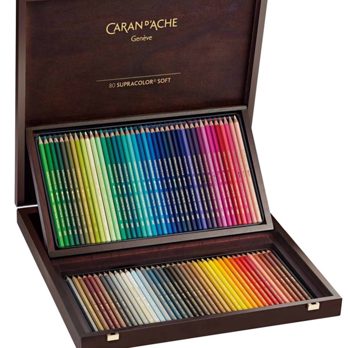 CARAN D'ACHE - Lápices Acuarela Supracolor Caran D Ache Caja Madera Set 80