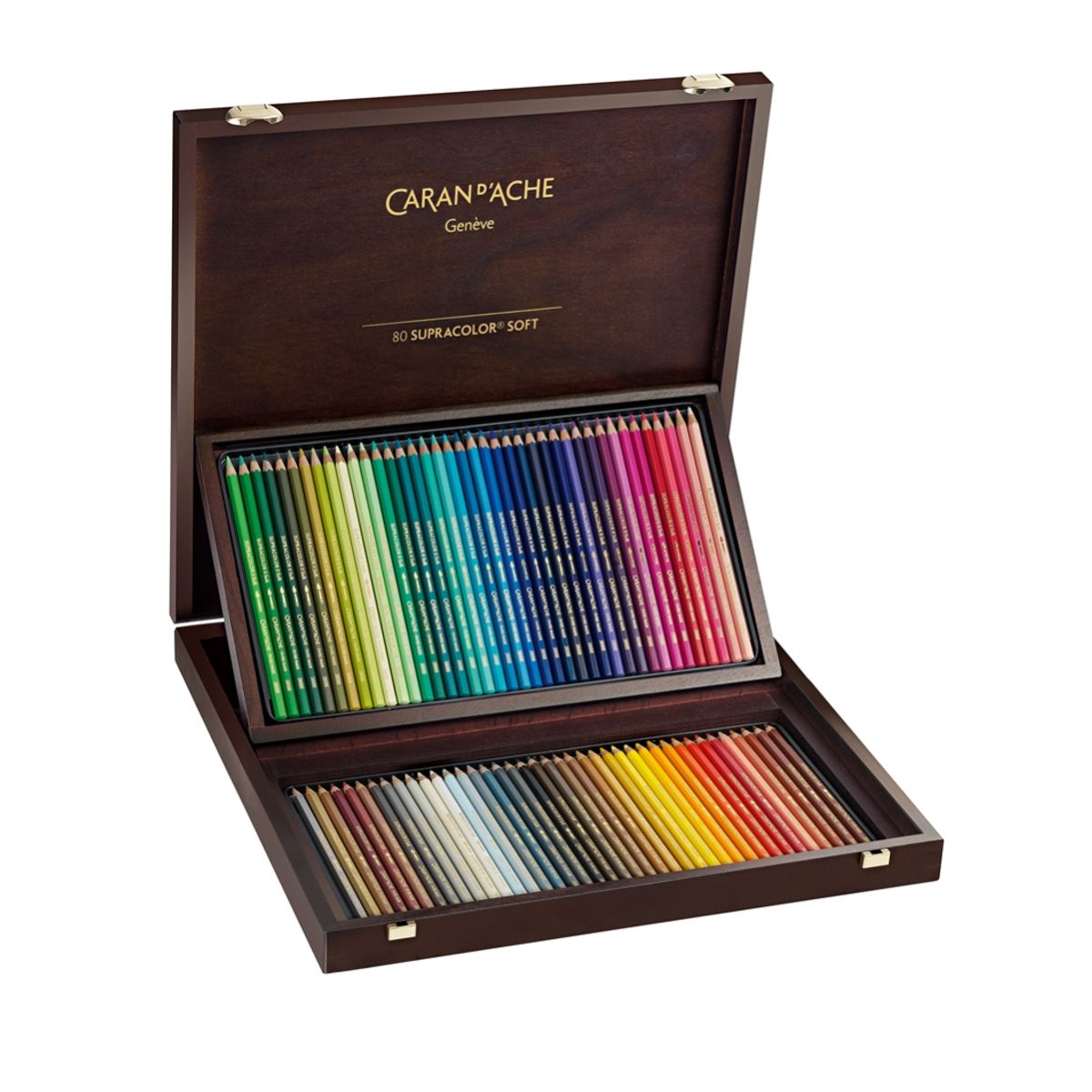 CARAN D'ACHE - Lápices Acuarela Supracolor Caran D Ache Caja Madera Set 80