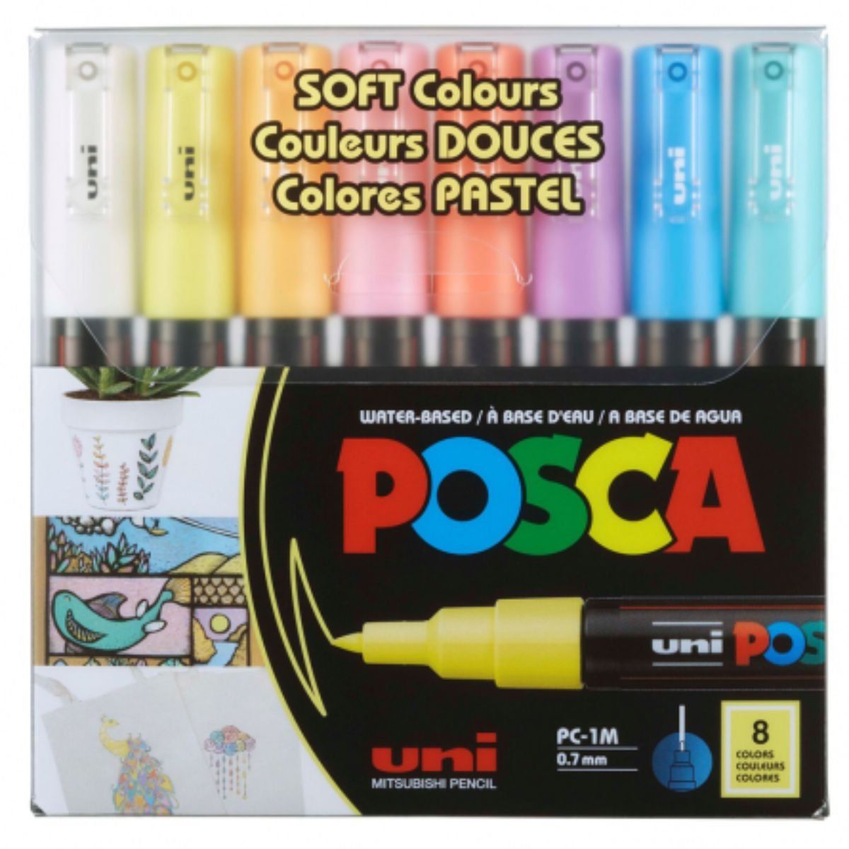 UNI POSCA - Marcadores Posca 1M Set 8 Colores Pastel