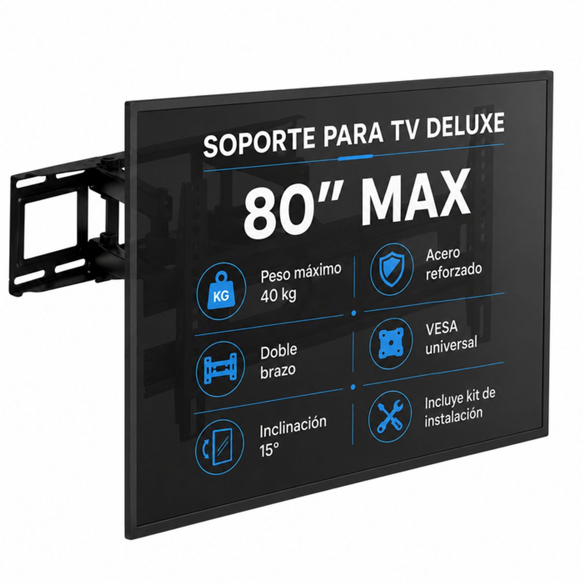 Digilife - Soporte de TV Deluxe con Brazo Acerado Reforzado 32" A 80"