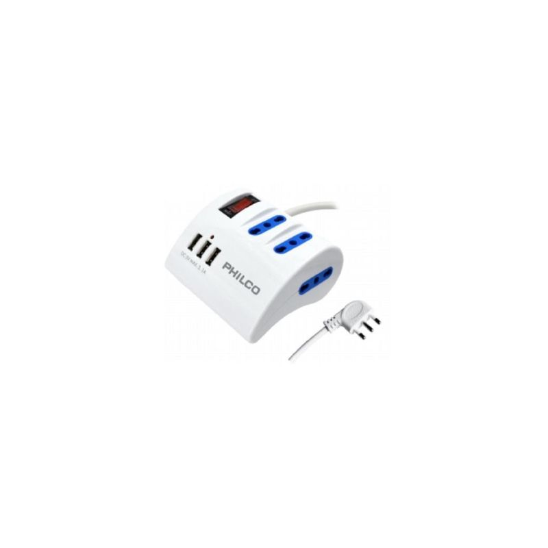 PHILCO - Alargador Zapatilla Con Switch 3 Usb Philco 1,5M Blanco PHILCO