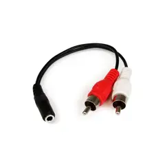 STARTECH - Cable Adaptador 15cm de Audio Jack 3,5mm Hembra a RCA Macho