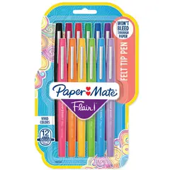 PAPER MATE - Marcadores Flair 12 Colores Sutidos