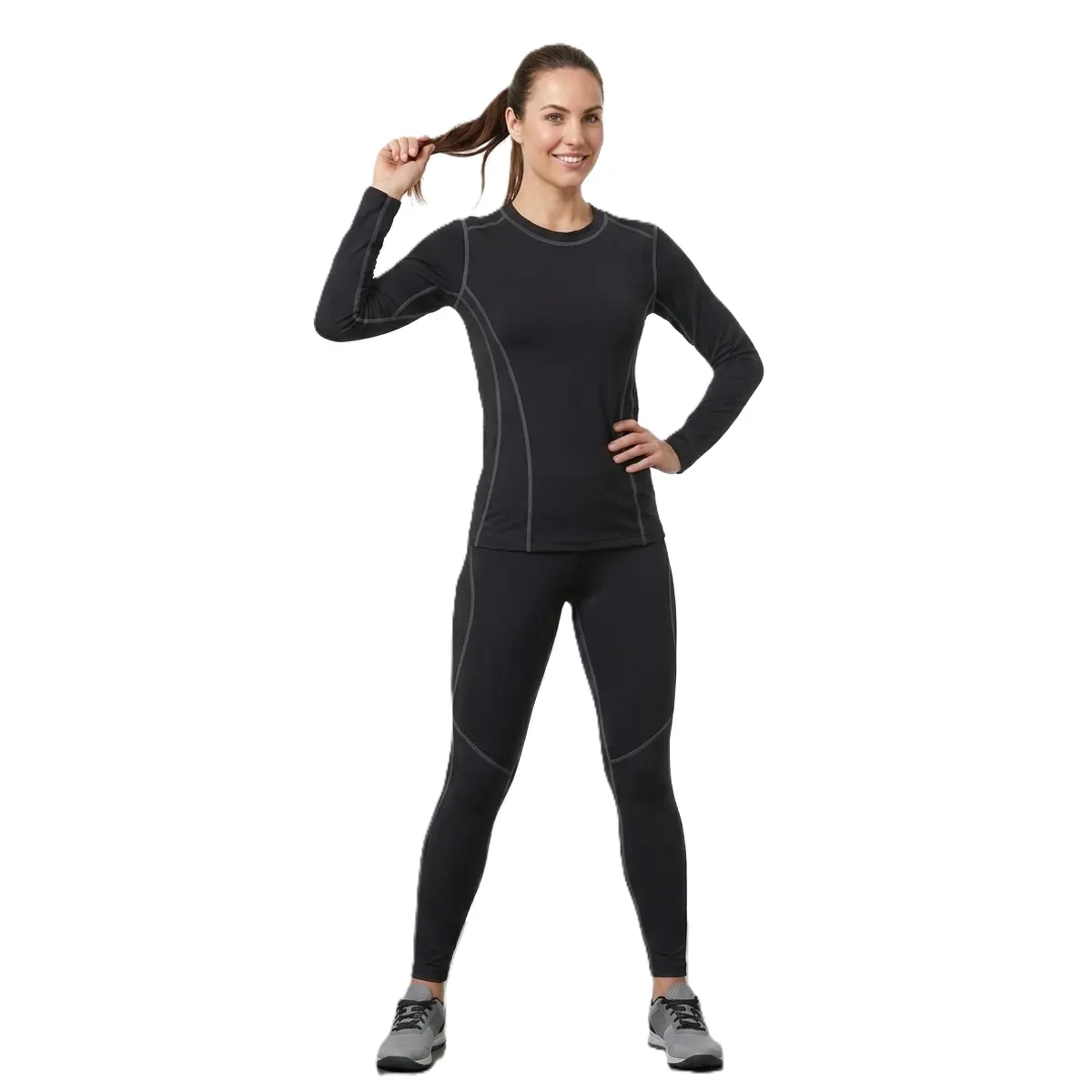 GARSIL - Conjunto Primera Capa Mujer Calza + Polera  - Algodon Fibra Natural