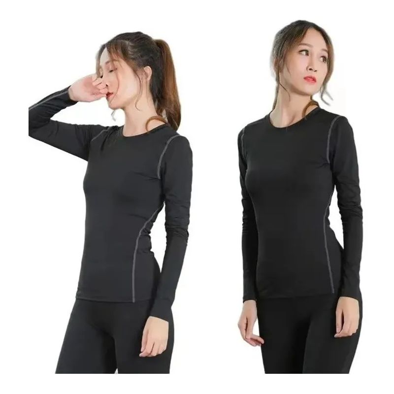 GARSIL - Conjunto Primera Capa Mujer Calza + Polera  - Algodon Fibra Natural
