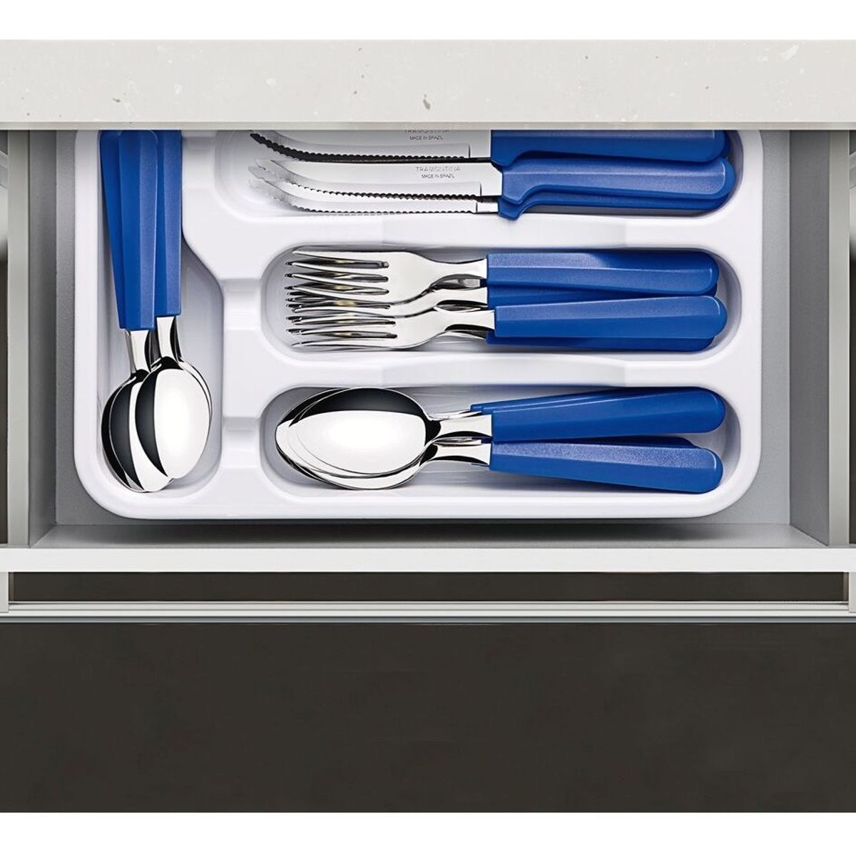 TRAMONTINA - Juego Cubiertos Tramontina 25 Piezas, Azul, Acero Inoxidable