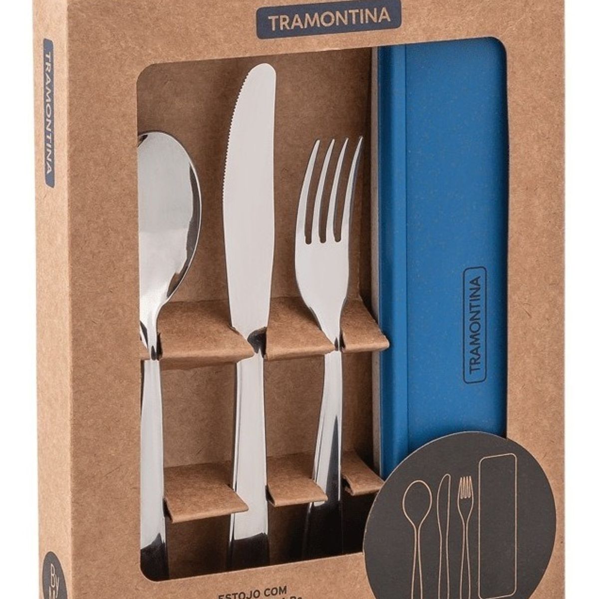 TRAMONTINA - Juego De Cubiertos 4 Piezas Tramontina Azul