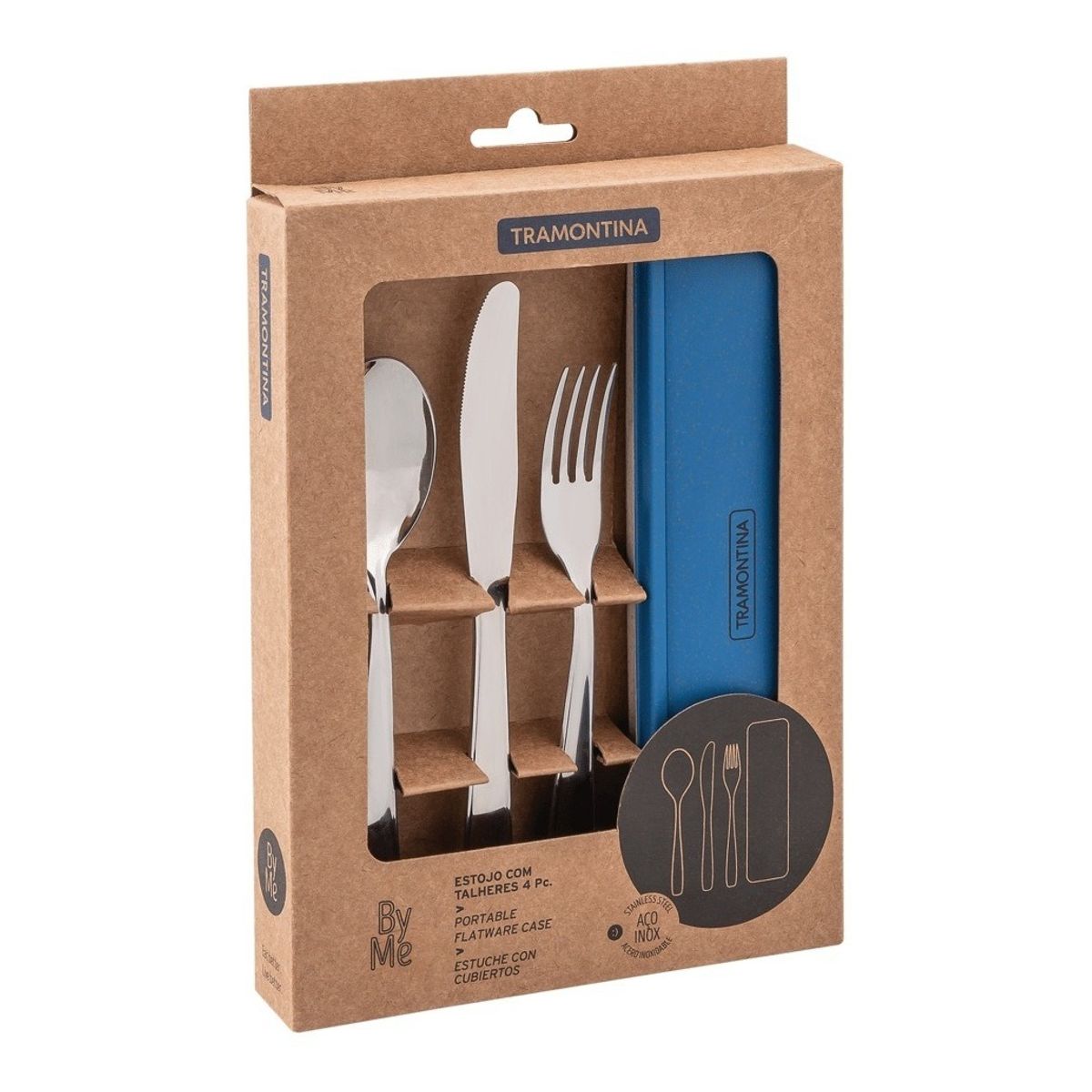 TRAMONTINA - Juego De Cubiertos 4 Piezas Tramontina Azul