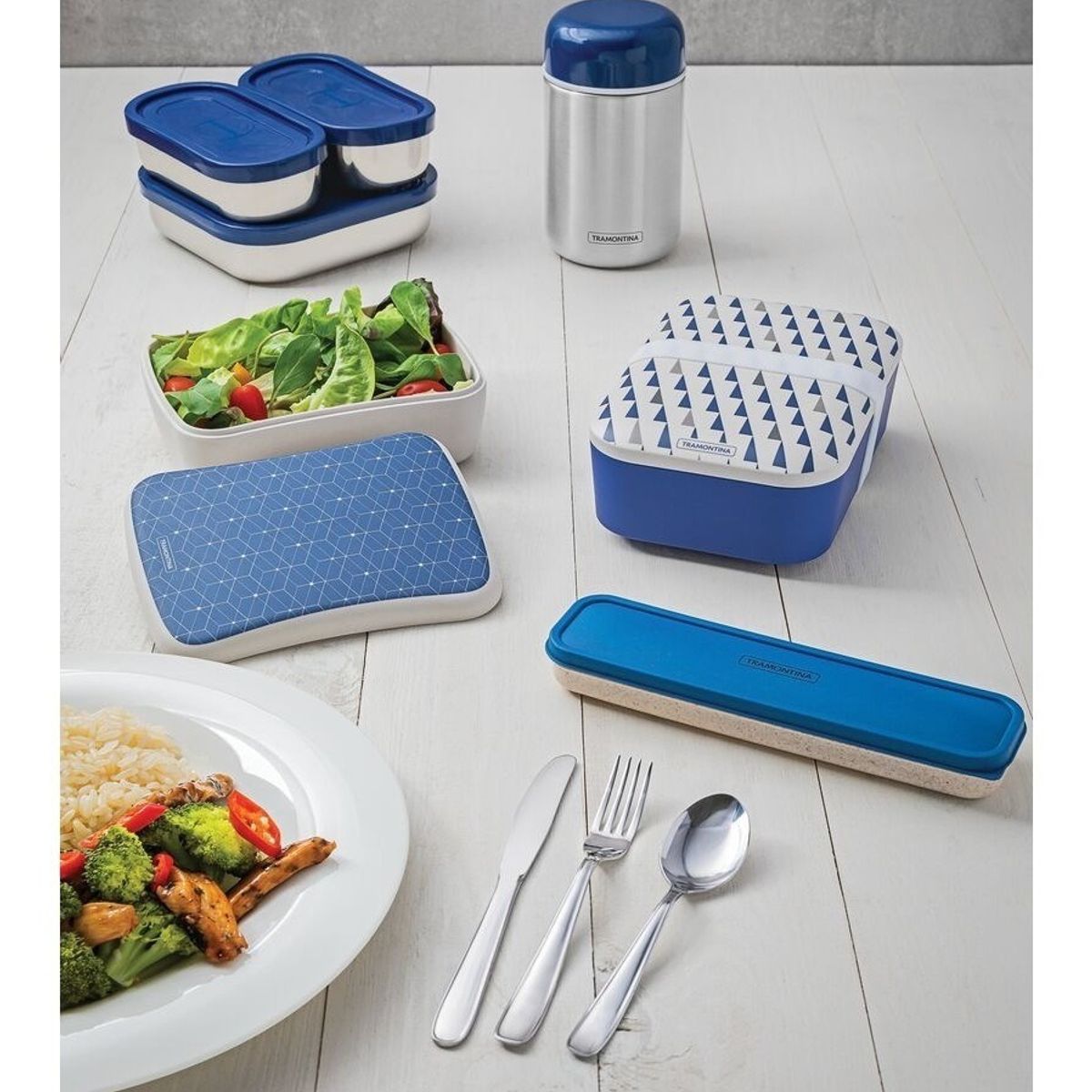 TRAMONTINA - Juego De Cubiertos 4 Piezas Tramontina Azul