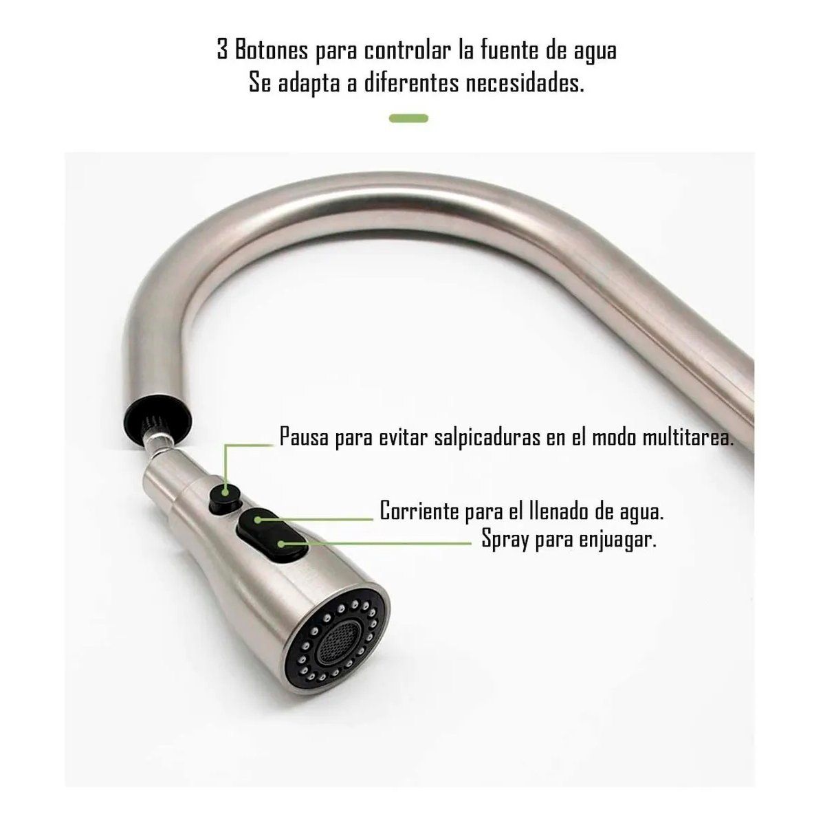 GENERICO - Llave Grifería Lavaplatos Monomando Cuello Extraíble Tap04