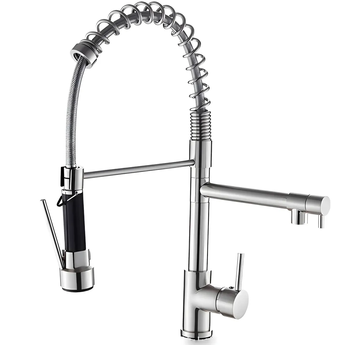 GENERICO - Llave Grifería Lavaplatos Doble Cuello Cisne Flexible Tap01 Plateado