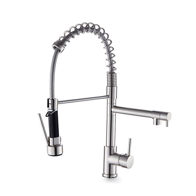 GENERICO - Llave Grifería Lavaplatos Doble Cuello Cisne Flexible Tap01 Plateado