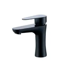 GENERICO - Llave Grifería Lavamanos Simple Para Baño Negro Mate Tap05