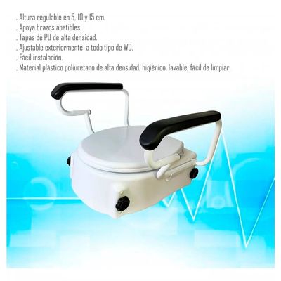 Imagen 2 del producto Alza Bañó Con Apoyabrazos Y Tapa Asiento Wc Fijación Externa