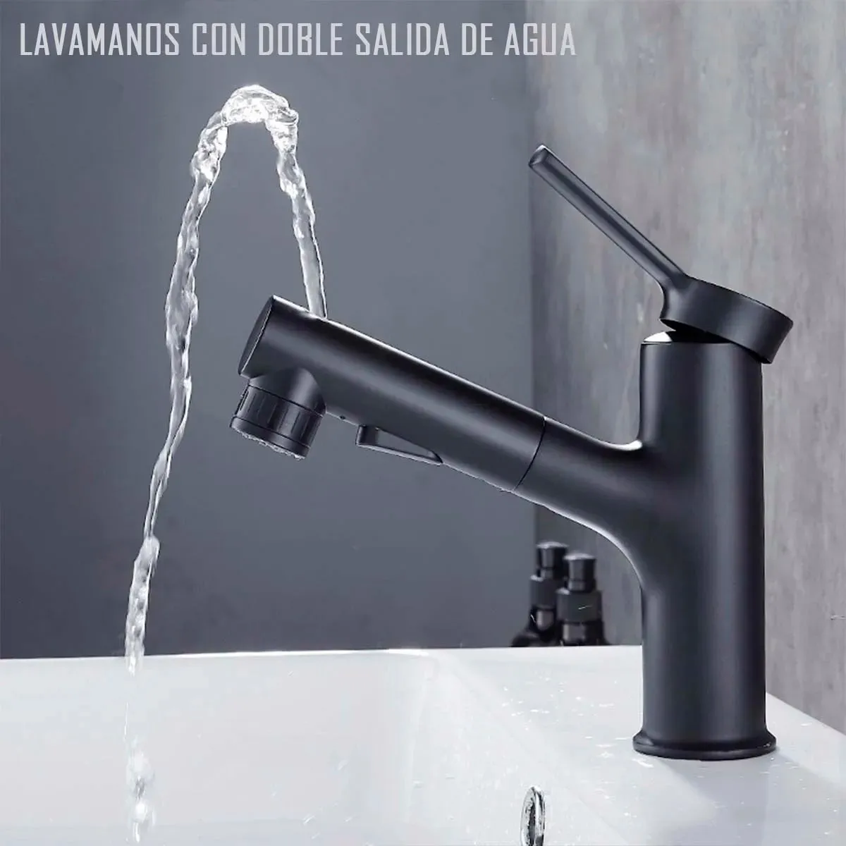 GENERICO - Llave Grifería Lavamanos Y Lavaplatos Ext Negro Mate Tap 09