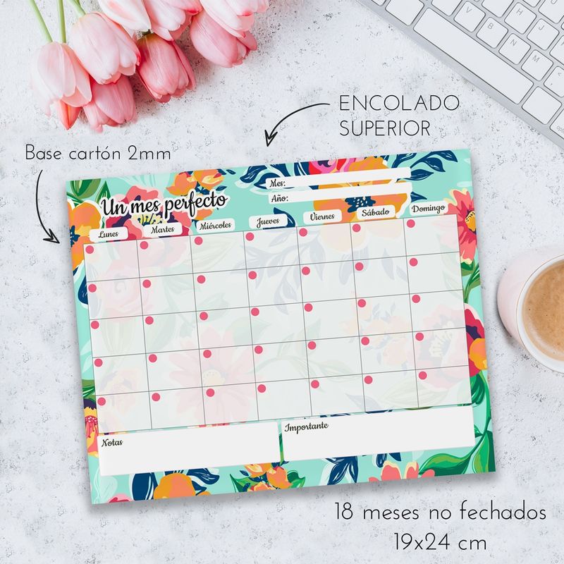 FATI - Planificador mensual floral 18 meses no fechados