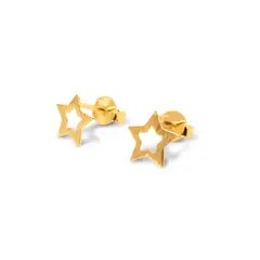ANDREA COGGIOLA JOYAS - Aros Estrella Calada 8mm Enchapado Oro 18K_.