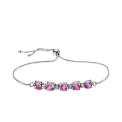 ALYN B JOYAS - Pulsera de Plata 925 gemas Zafiro Pink y Zircones
