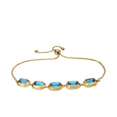 ALYN B JOYAS - Pulsera de plata baÃ±ada en oro 18K con Topacios Azul London