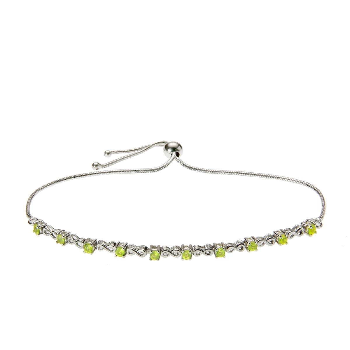 ALYN B JOYAS - Pulsera de Plata 925 con gemas de Peridoto 2.5 mm