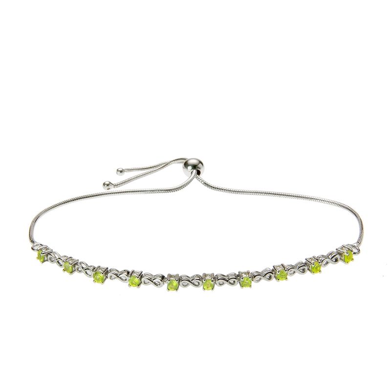 ALYN B JOYAS - Pulsera de Plata 925 con gemas de Peridoto 2.5 mm