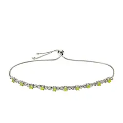ALYN B JOYAS - Pulsera de Plata 925 con gemas de Peridoto 2.5 mm
