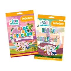 ADETEC - Block De Stickers Dinosaurios +300 Stickers