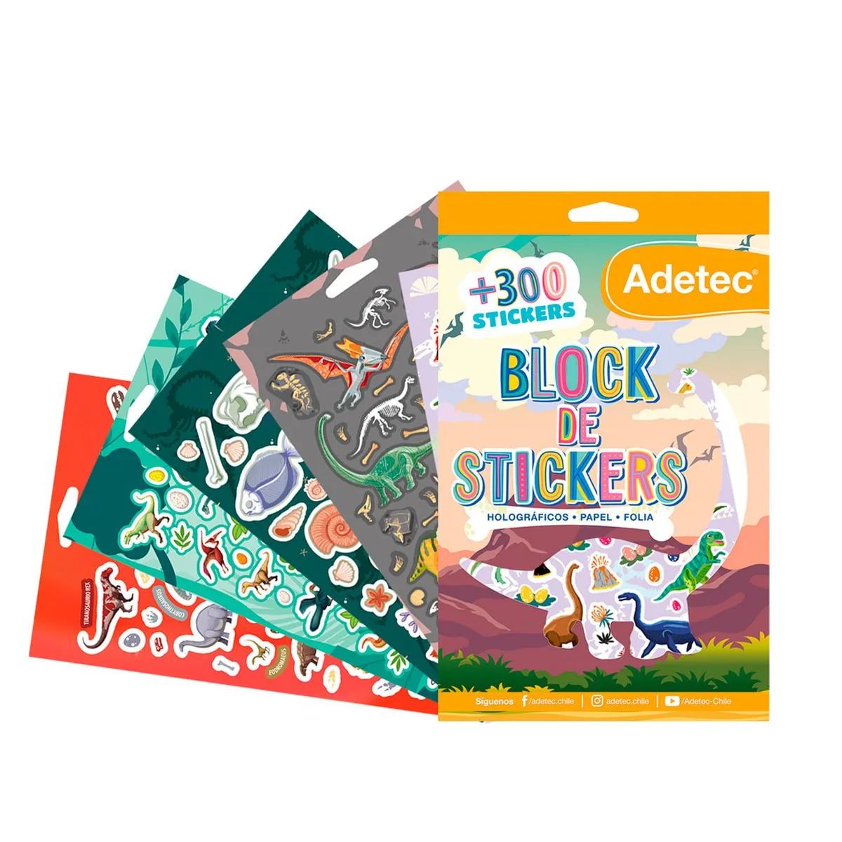 ADETEC - Block De Stickers Dinosaurios +300 Stickers