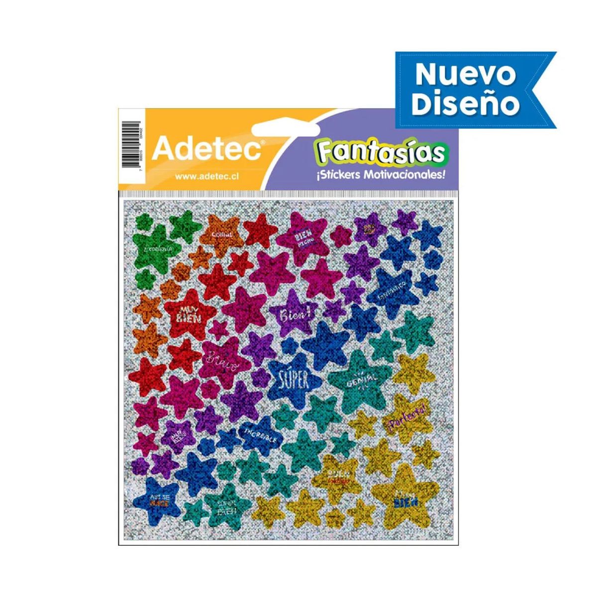 ADETEC - 308 Stickers Escolar Holográfico Estrellitas 15,5x16,25 cm
