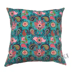 ELIZABETH PEPER - FUNDA COJIN DECORATIVO DISEÑO TURQUESA Y ROSA 45X45
