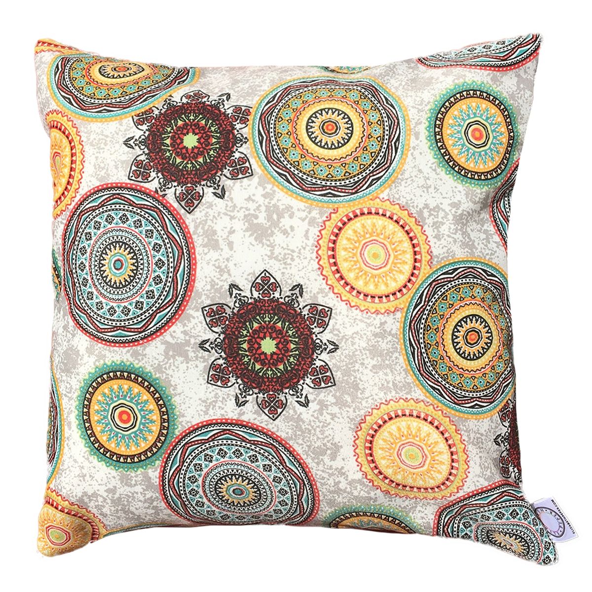 ELIZABETH PEPER - FUNDA COJIN DECORATIVO DISEÑO MANDALAS DE COLORES 45X45.