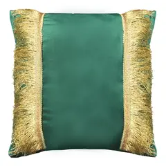 ELIZABETH PEPER - FUNDA COJIN DECORATIVO DISEÑO FESTIVO VERDE Y DORADO 45X45