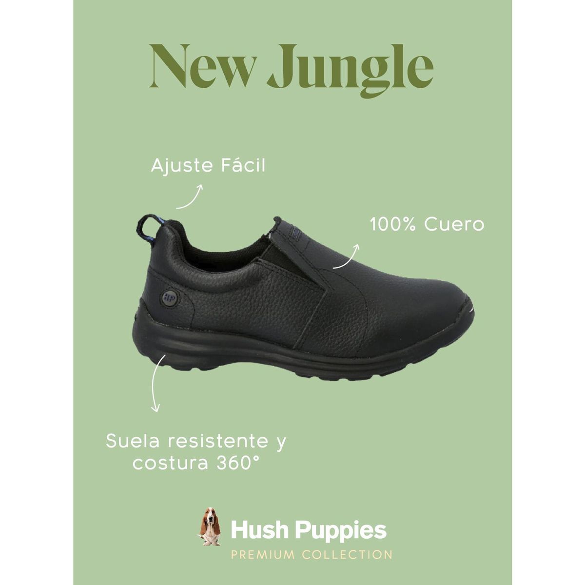 HUSH PUPPIES - Zapato Escolar Cuero Niño New Jungle Negro HUSH PUPPIES