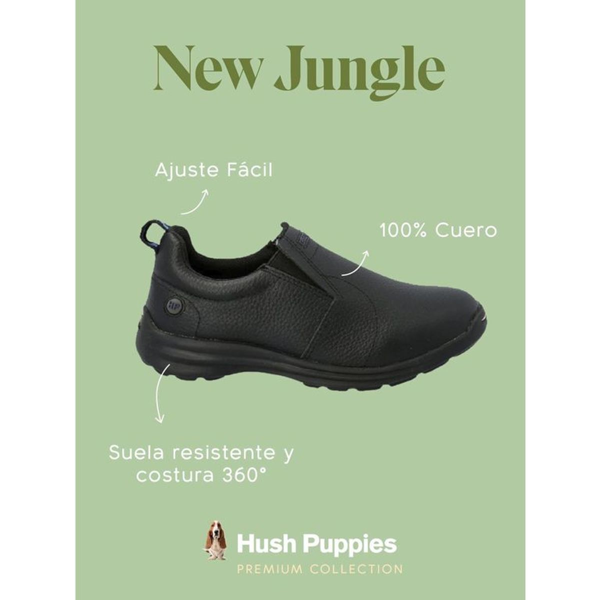 HUSH PUPPIES - Zapato Escolar Cuero Niño New Jungle Negro HUSH PUPPIES