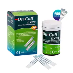 ON CALL - 100 Cintas Tiras Reactivas para Glucómetro Extra