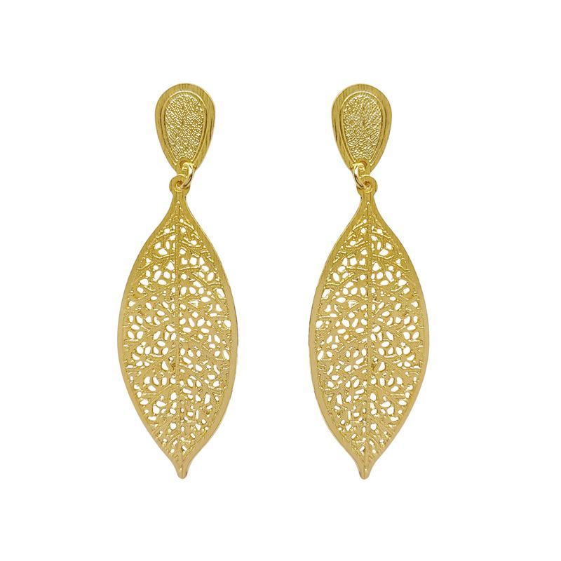 ANDREA COGGIOLA JOYAS - Aros Hoja Enchapado Oro 18K