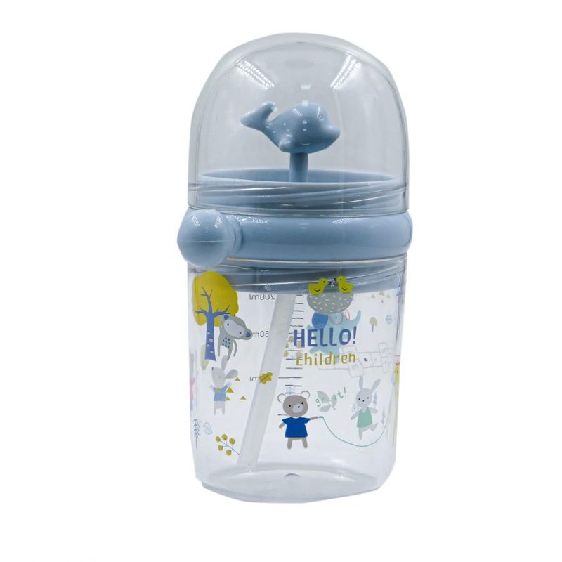 GENERICO - Vaso Antiderrame Con Bombilla Ballena Lanza Agua Gris