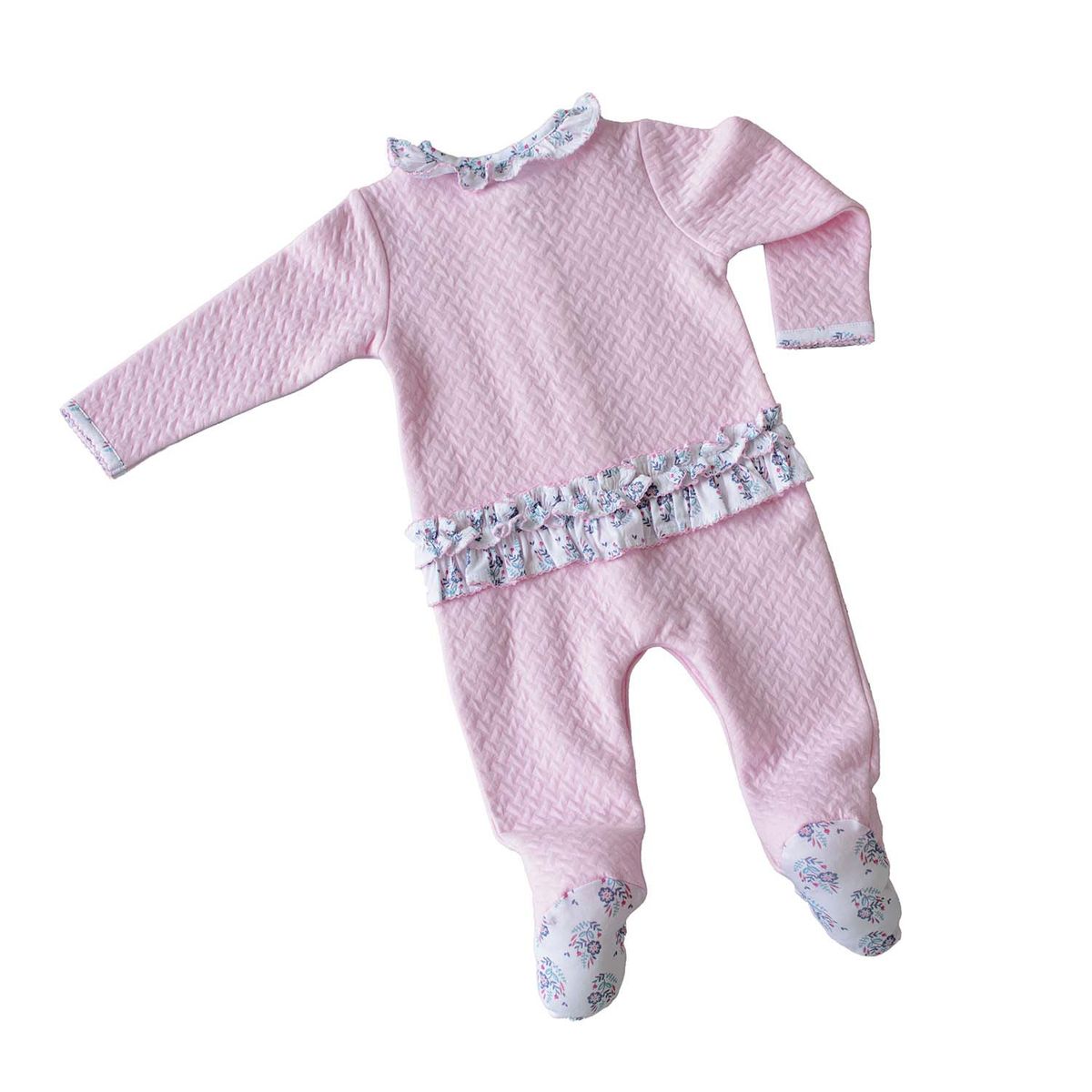 BB MIO - ENTERITO ROBERTA ROSADO CON BRODERI EN CUELLO PIES Y ESPALDA