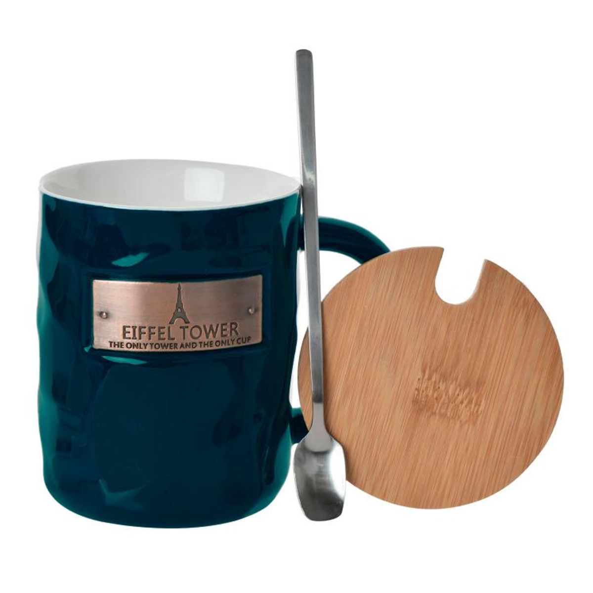 MALLORCA - Tazón Decorativo Eiffel Con Tapa y Cuchara Petroleo