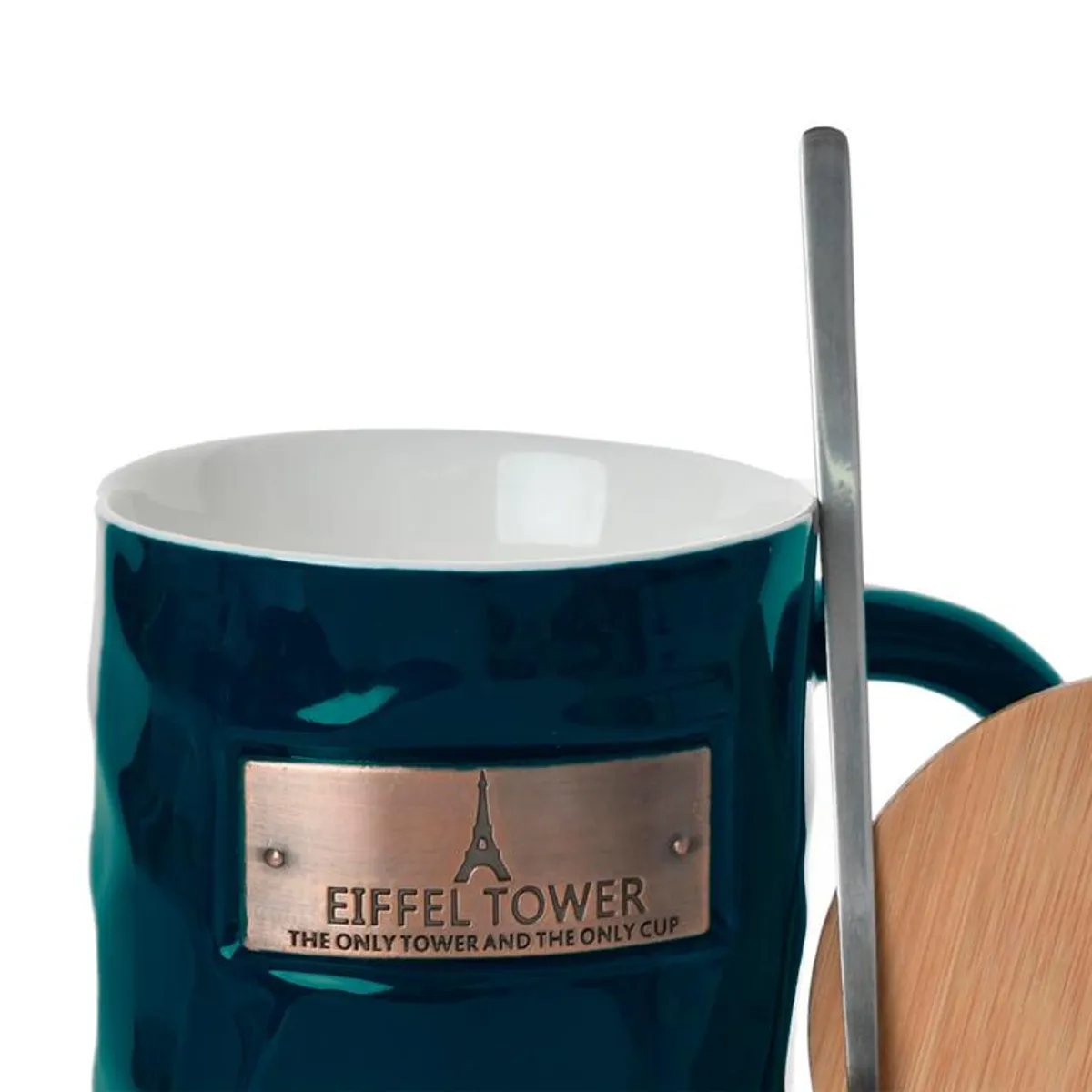 MALLORCA - Tazón Decorativo Eiffel Con Tapa y Cuchara Petroleo