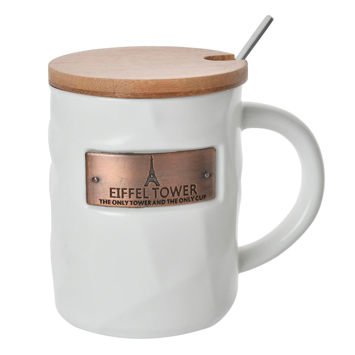MALLORCA - Tazón Decorativo Eiffel Con Tapa y Cuchara Blanco