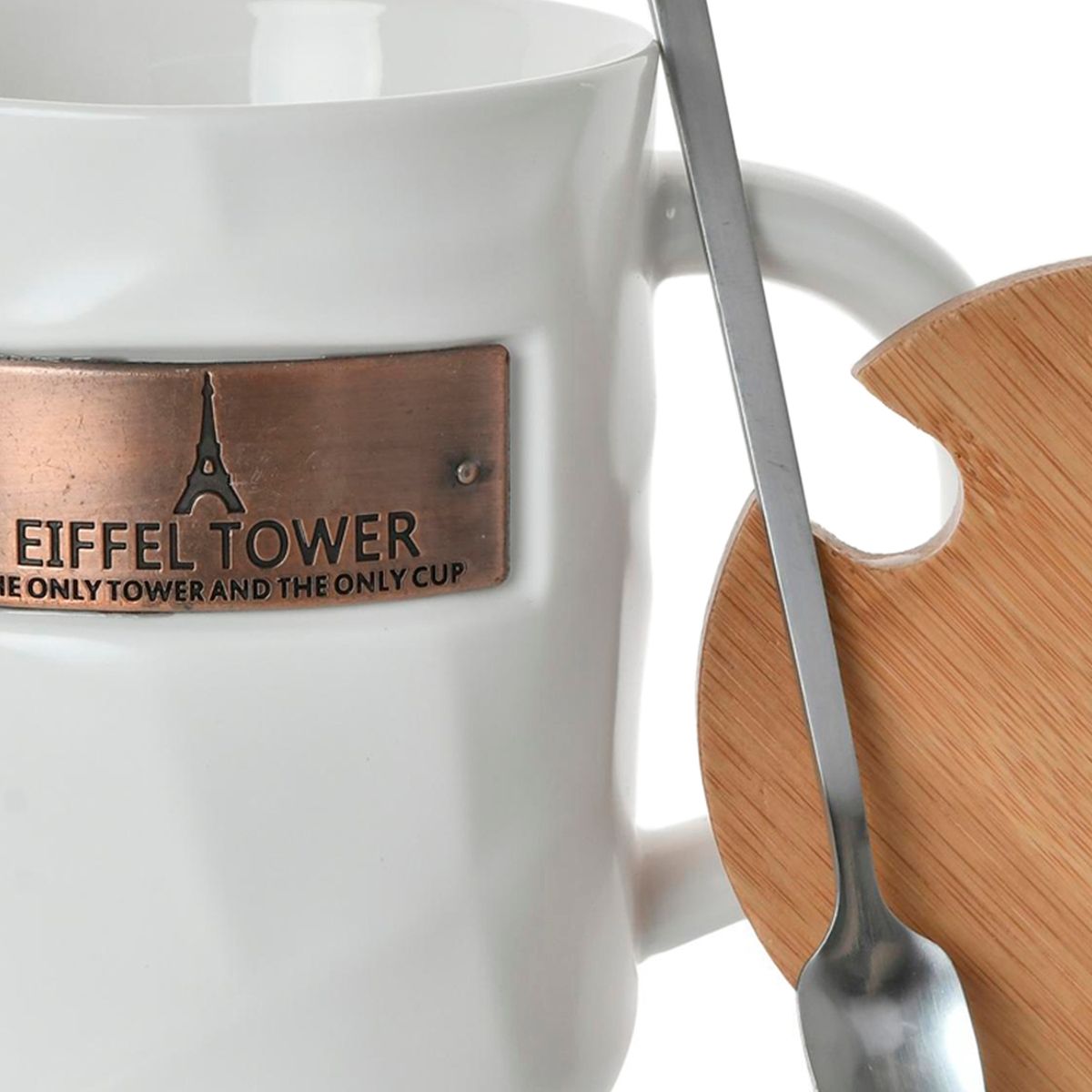 MALLORCA - Tazón Decorativo Eiffel Con Tapa y Cuchara Blanco