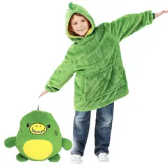 GENERICO - Peluche Polerón Capucha Verde Dinosaurio
