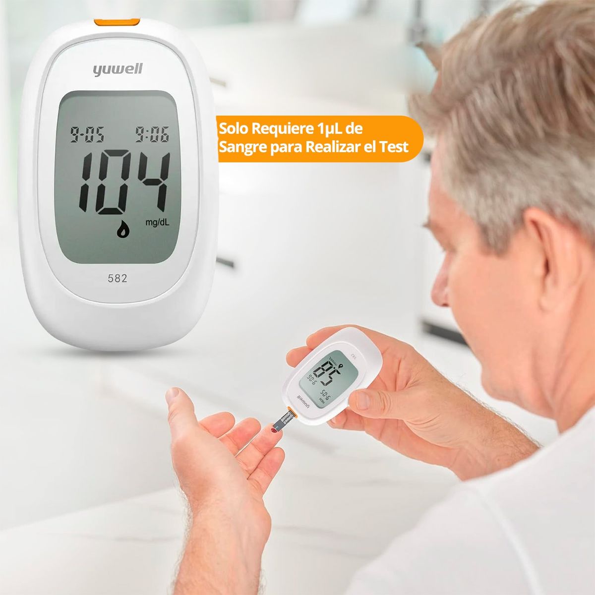 YUWELL - 100 Cintas Tiras Reactivas + 100 Lancetas Glucometro Yuwell 582